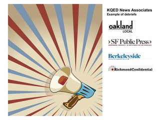 TRAINING
• Get reporters to
summarize – one or two
main points
• Color and context
• Exhibit energy