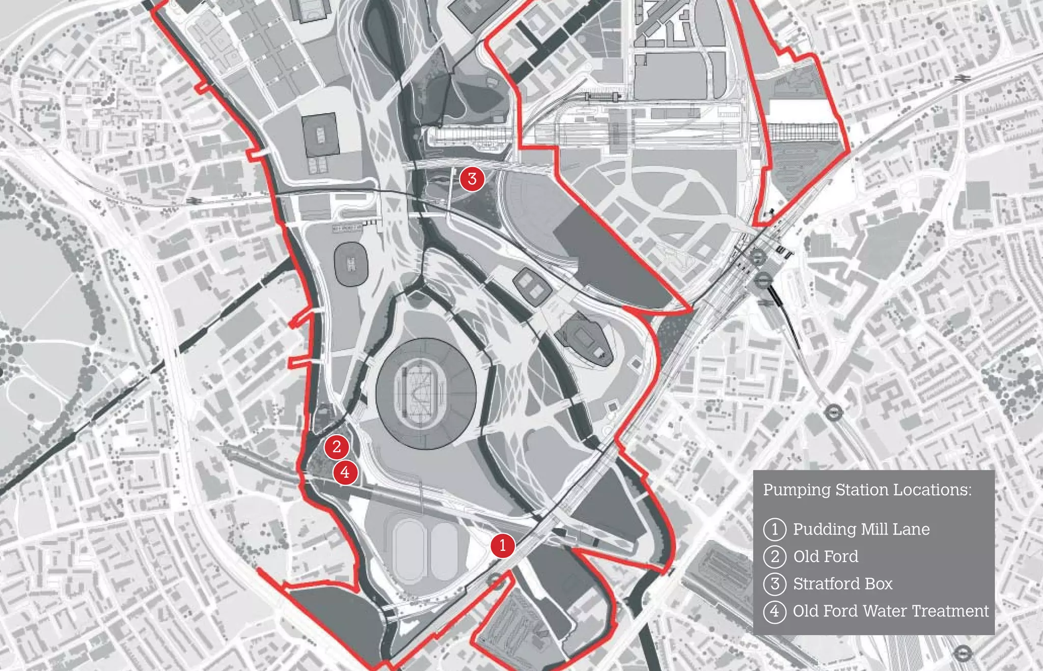 3




2
4
            Pumping Station Locations:

            1 Pudding Mill Lane
        1
            2 Old Ford
            3 Stratford Box
            4 Old Ford Water Treatment
 