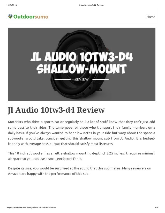 Jl Audio 10tw3 D4 Review