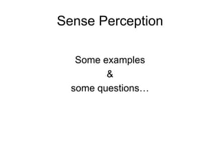 Sense Perception

   Some examples
         &
  some questions…
 
