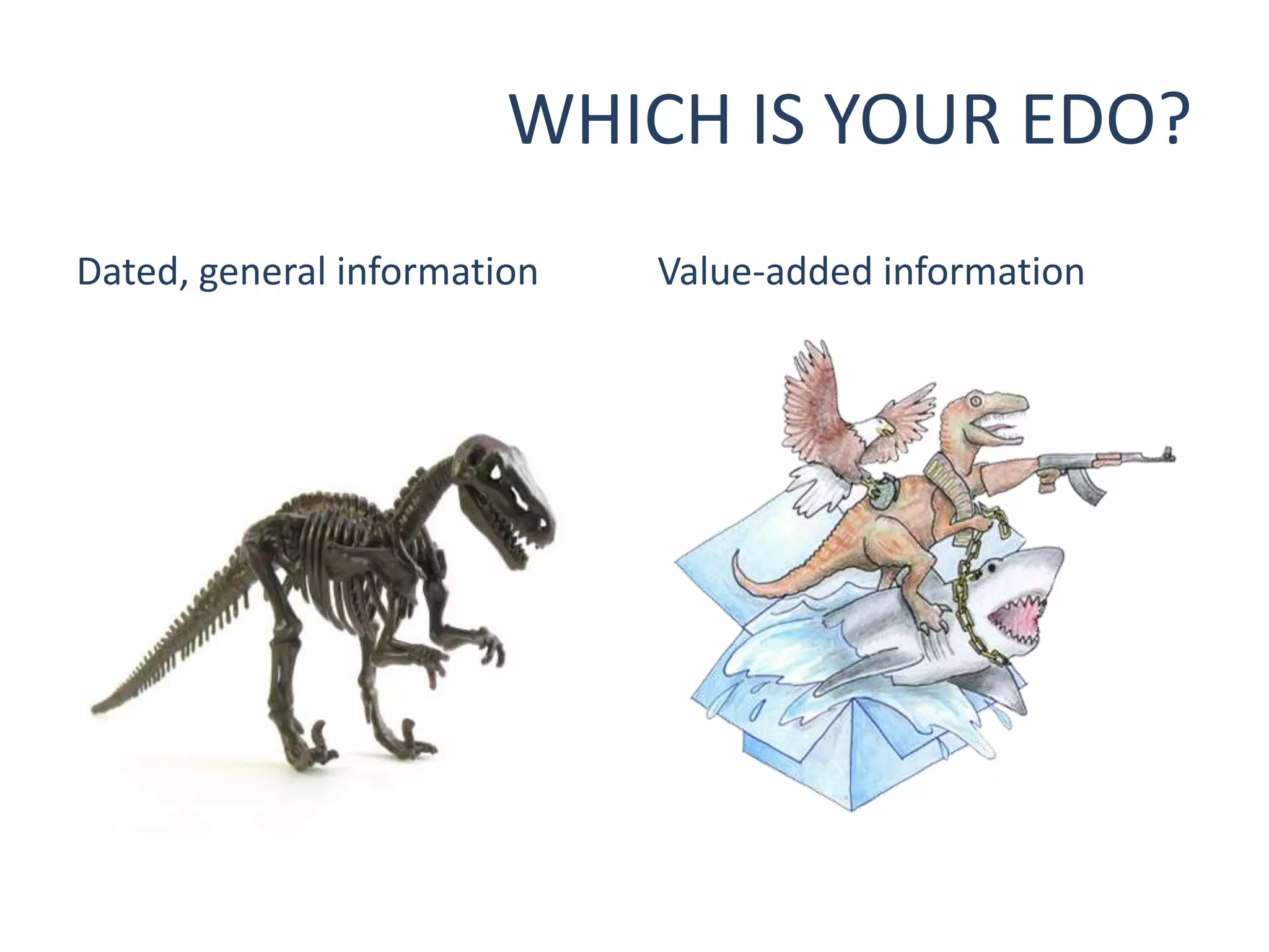WHICH IS YOUR EDO?
Dated, general information   Value-added information
 