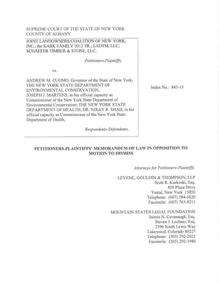 JLCNY Legal Response to AG Schneiderman's Request to Dismiss Article 78 Lawsuit