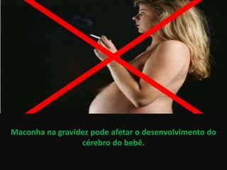 Maconha na gravidez pode afetar o desenvolvimento do
                 cérebro do bebê.
 