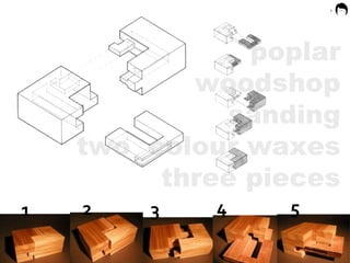 poplar woodshop sanding two  colour waxes three pieces 2 1 2 3 4 5 