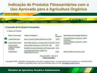 Indicação de Produtos Fitossanitários com o Uso Aprovado para a Agricultura Orgânica  