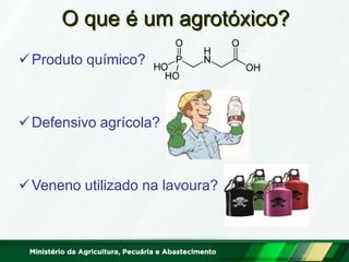 Produto químico? 
Defensivo agrícola? 
Veneno utilizado na lavoura? 
O que é um agrotóxico?  