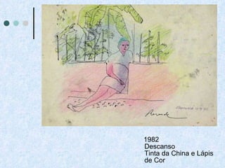 1982 Descanso Tinta da China e Lápis de Cor 