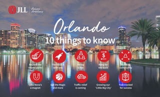 10things toknow
Beyond the
theme parks
The force is
with you
Hiring
is hot
Bang for
the buck
Building
community
Lake Nona’s
a magnet
Got the Magic
and more
Traffic relief
is coming
Growing our
‘Little Big City’
Fast-tracked
for success
 