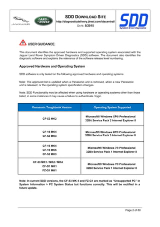 Jlr vci jaguar and land rover sdd software install guide | PDF