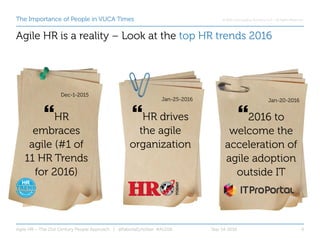 © 2016 Just Leading Solutions LLC – All Rights Reserved.The Importance of People in VUCA Times
Agile HR is a reality – Loo...