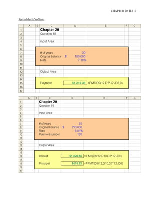CHAPTER 20 B-117 
Spreadsheet Problems 
 