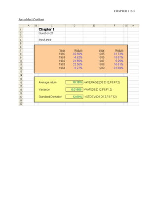 CHAPTER 1 B-5 
Spreadsheet Problems 
 