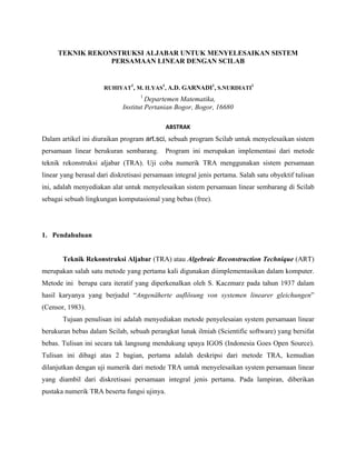 TEKNIK REKONSTRUKSI ALJABAR UNTUK MENYELESAIKAN SISTEM PERSAMAAN LINEAR ...
