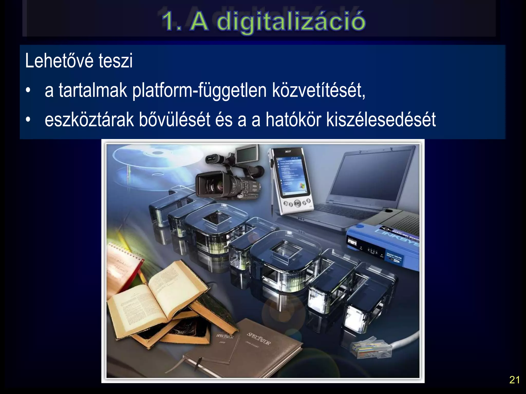 12A klasszikus oktató televízióWilburSchramm (médiaszociológus) 1960-as években rámutatott: „A televíziós oktatás alapvető hiányossága…  az információ szimplex módon való áramlása. Az információ a televíziótól a néző felé áramlik, akinek a válaszára a televízió nem reagálhat.”Öveges Józsefsem a tanárok, sem a diákok nem tudtak kapcsolódni a műsoridőhözcsak a közvetítés idejében (később a videózássegített) elsősorban otthoni médium (egyéni vagy közös használatra)alacsony interaktivitás szint  (ki- és bekapcsolás)a távoktatás hasznos kiegészítőjeellenőrzött formában megfelelő hatékonyságúvö. Mindentudás Egyeteme 2.0 !René Berger: Makro-, Mezo- és Mikrotévé = egyéntől egyénhez!
