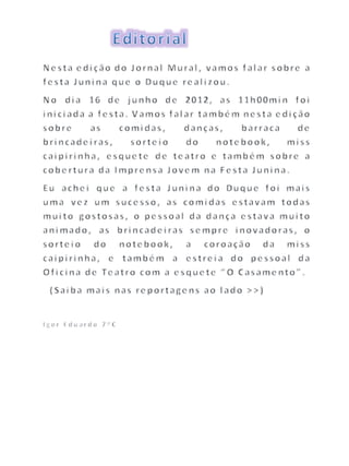 Jornal Mural 2012 - Edição Especial Festa Junina
