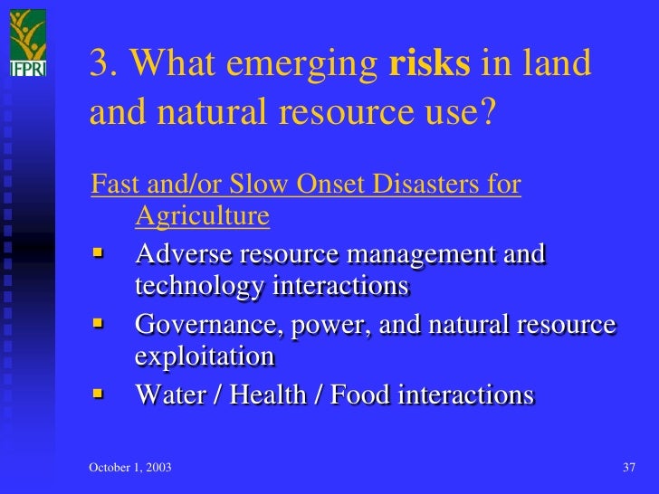 Land Uses, Other Natural Resources Uses and Food Security