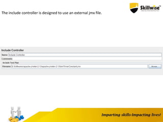 The include controller is designed to use an external jmx file.
 