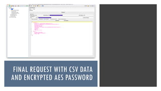 FINAL REQUEST WITH CSV DATA
AND ENCRYPTED AES PASSWORD
 