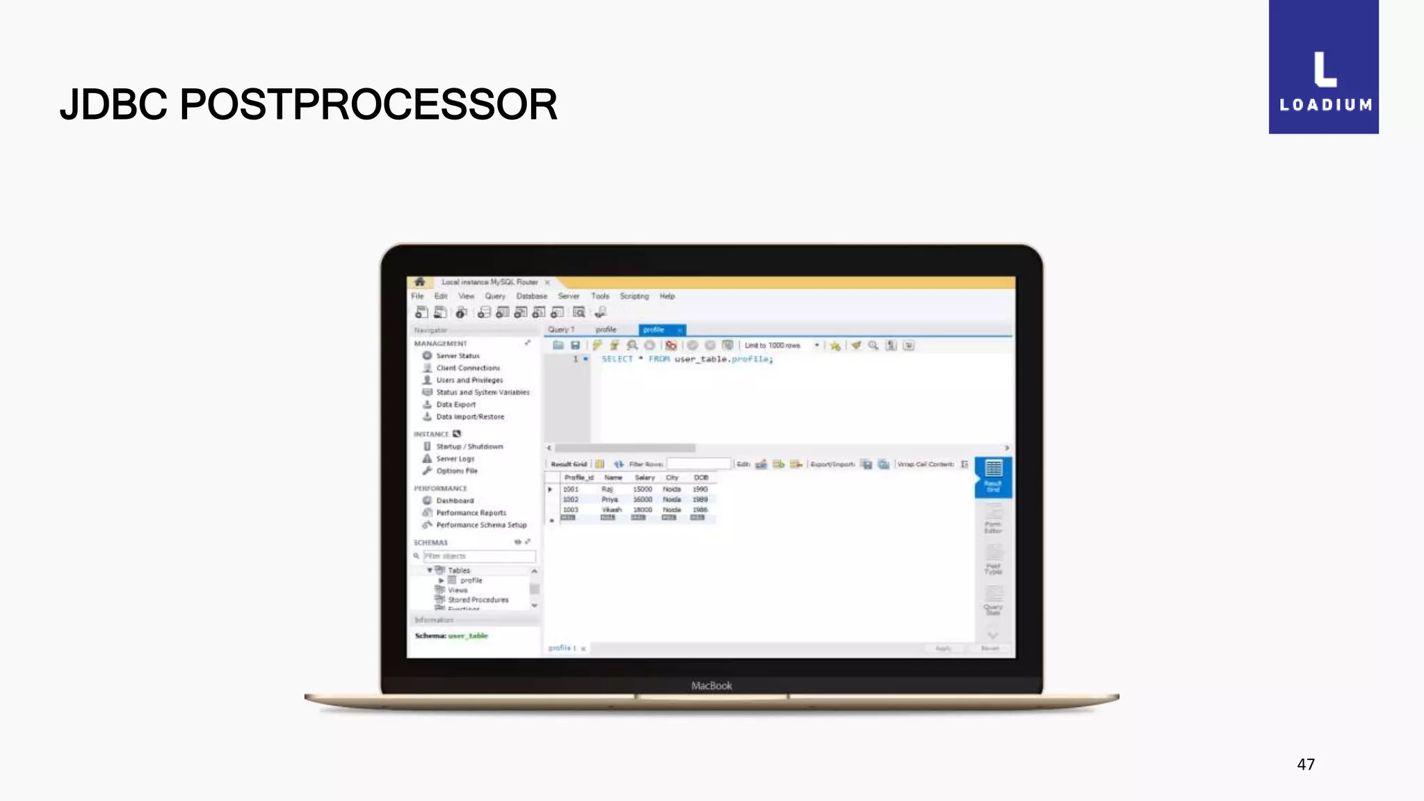 JDBC POSTPROCESSOR
47
 