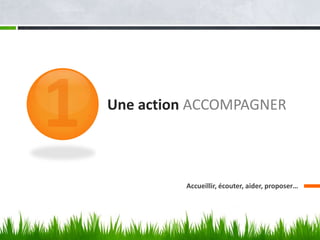 Une action ACCOMPAGNER



         Accueillir, écouter, aider, proposer…
 