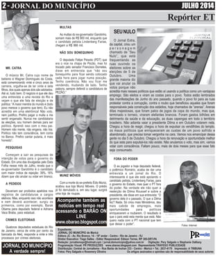 2 - JORNAL DO MUNICÍPIO JULH0 2014
Repórter ET
Expediente:
JORNAL DO MUNICÍPIO de Maricá
Editora JC - Av. Rio Branco, 14 -...