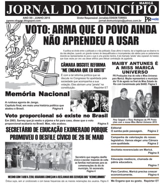 ANO XII - JUNHO 2015 Diretor Responsável: Jornalista EDISON TORRES
JORNAL DO MUNICÍPIO
MARICÁ
www.obarao.blogspot.com jorn...