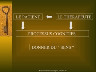 PROCESSUS COGNITIFS  LE PATIENT LE TH ÉRAPEUTE DONNER DU  " SENS " 