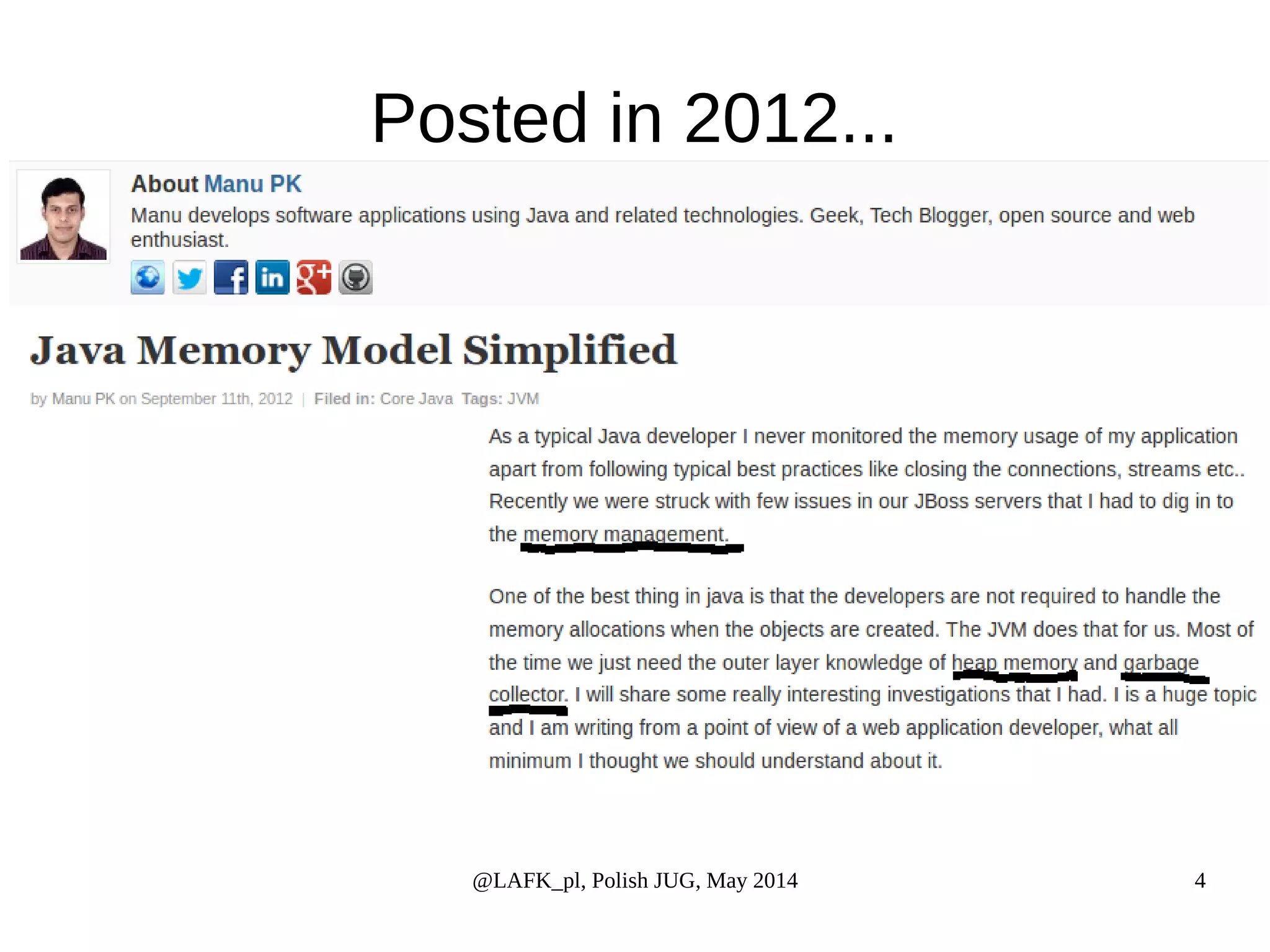 Posted in 2012... @LAFK_pl, Polish JUG, May 2014 4 