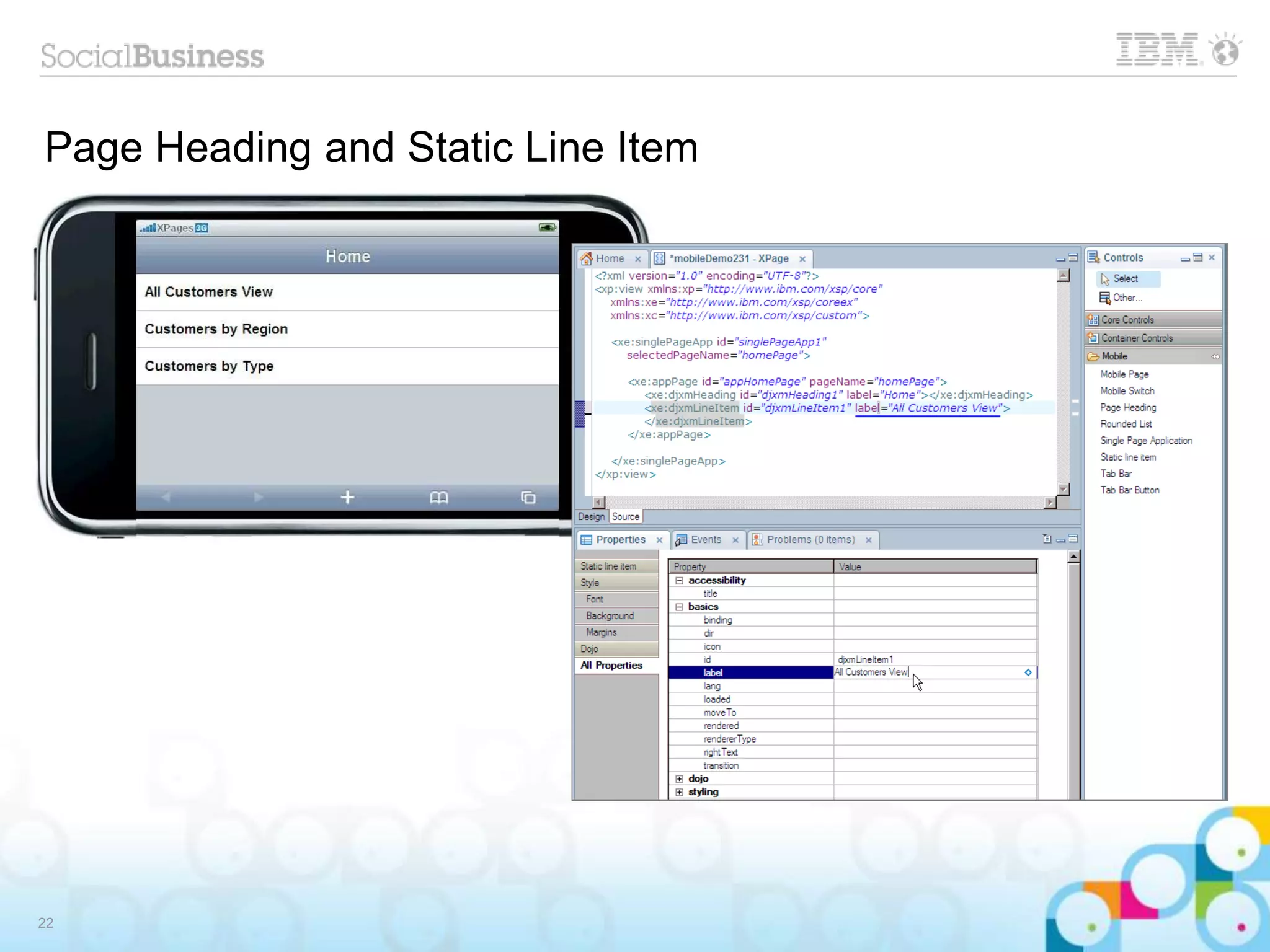 Page Heading and Static Line Item
22
 