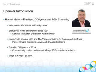 Speaker Introduction

 Russell Maher – President, QDiligence and RGM Consulting

    – Independent Consultant in Chicago ...
