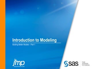 Copyright © 2010 SAS Institute Inc. All rights reserved.
Introduction to Modeling
Bulding Better Models – Part 1
 