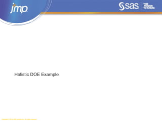 Copyright © 2014, SAS Institute Inc. All rights reserved.
Holistic DOE Example
 