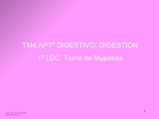 LDC1.TM4. . IES JFC 95/2007  José de Medina Ruiz. TM4.APTº DIGESTIVO: DIGESTION 1º LDC. Toma de Muestras 