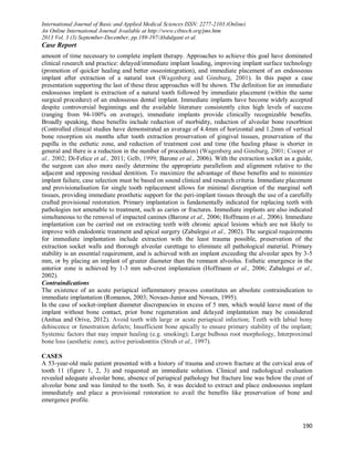 IMMEDIATE IMPLANT PLACEMENT WITH ONE YEAR FOLLOW-UP: A CASE REPORT | PDF