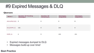#9 Expired Messages & DLQ
• Expired messages dumped to DLQ
• Messages build-up over time!
Best Practice
 