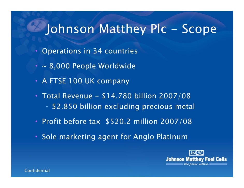 6/26/2008 Johnson Matthey and Fuel Cells