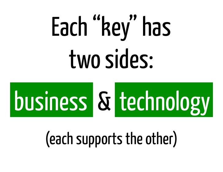 Each “key” has      two sides:business & technology   (each supports the other) 