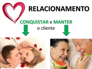 RELACIONAMENTO
CONQUISTAR e MANTER
o cliente
 