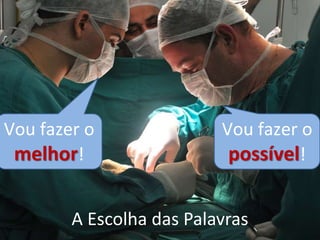A Escolha das Palavras
Vou fazer o
melhor!
Vou fazer o
possível!
 