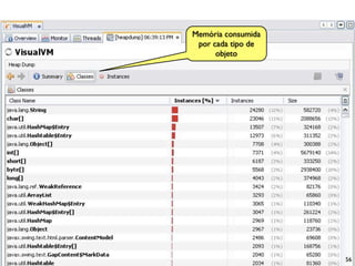 Memória consumida
 por cada tipo de
      objeto




                    56
 