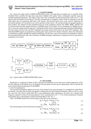 Performance Analysis of 2x2 MIMO for OFDM-DSSS Based Wireless System | PDF