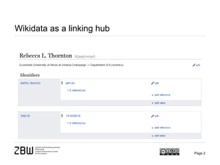 Wikidata as a linking hub
Page 2
 