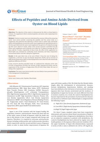 Effects of Peptides and Amino Acids Derived from Oyster on Blood Lipids Slide 2