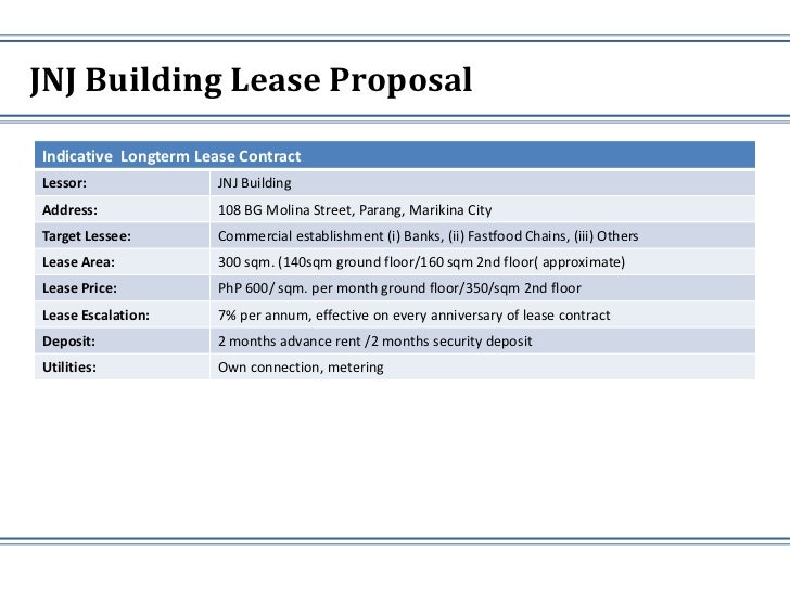 jnj lease proposal lease proposal
