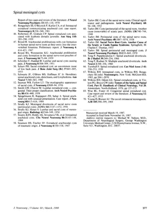 MENINGEAL CYSTS J NEUROSURGEGY UPDATED CURRENT | PDF