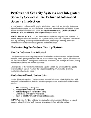 JNS Protection Services LLC excellence in private security | PDF