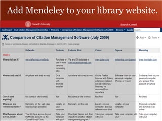 Add Mendeley to your library website. 
 