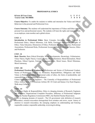 Jntuh b.tech 3 year ece r16 syllabus | PDF