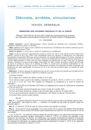 Décrets, arrêtés, circulaires
TEXTES GÉNÉRAUX
MINISTÈRE DES AFFAIRES SOCIALES ET DE LA SANTÉ
Décret no
2017-344 du 16 mars...