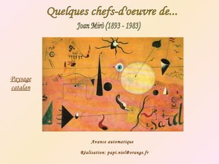 Joan Mirò (1893 - 1983) Quelques chefs-d'oeuvre de... Paysage catalan Avance automatique Réalisation: papi.niel@orange.fr 